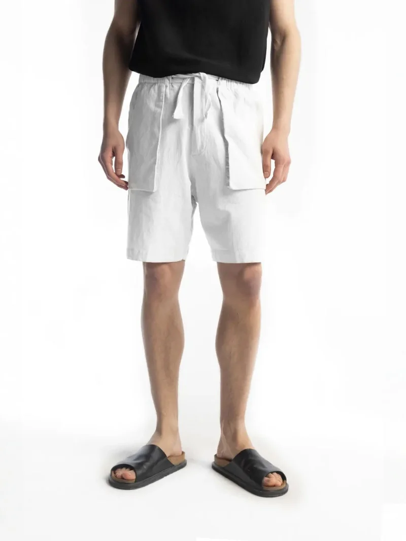 جيستو GIESTO Regular Fit Linen Blend Drawstring Waist Shorts
